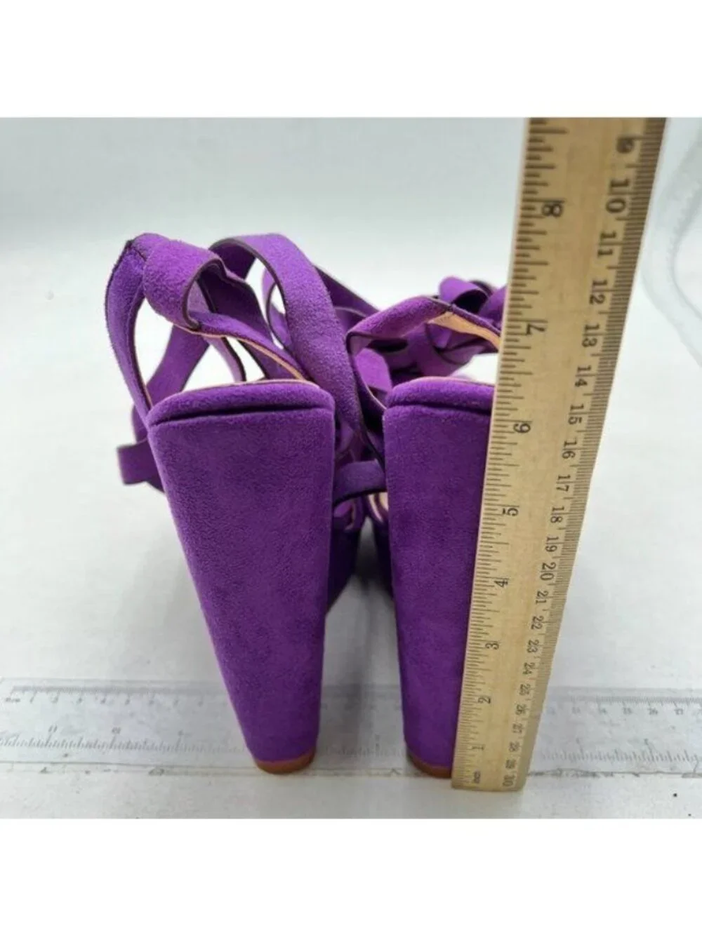 YDN Women Lace Up Platform High Heels Sandals Open Toe Chic Wedge Shoes Purple